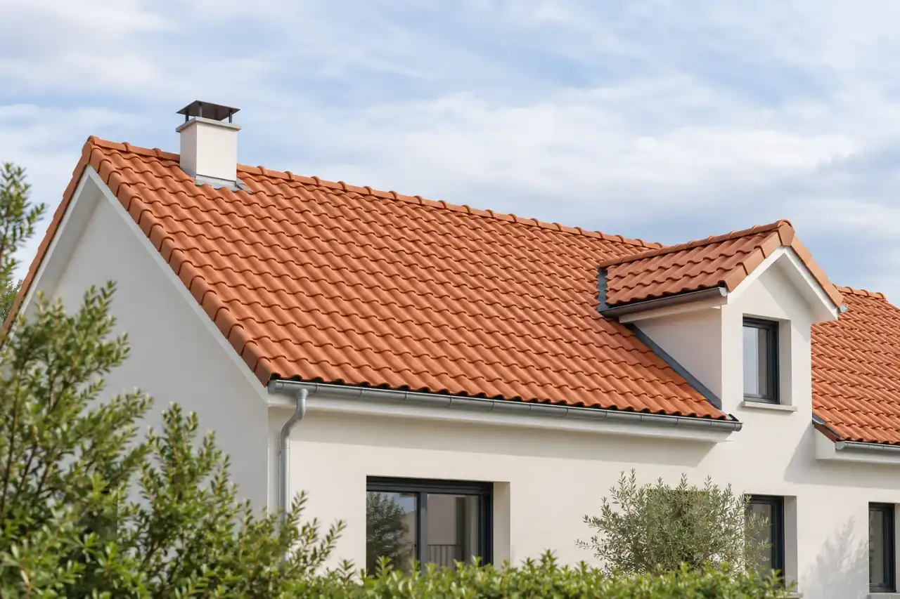 Toiture en tuiles neuves sur une maison